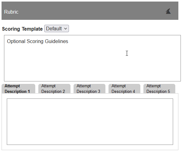 Alternate Assessment Document Editor window: Design tab: Rubric section
